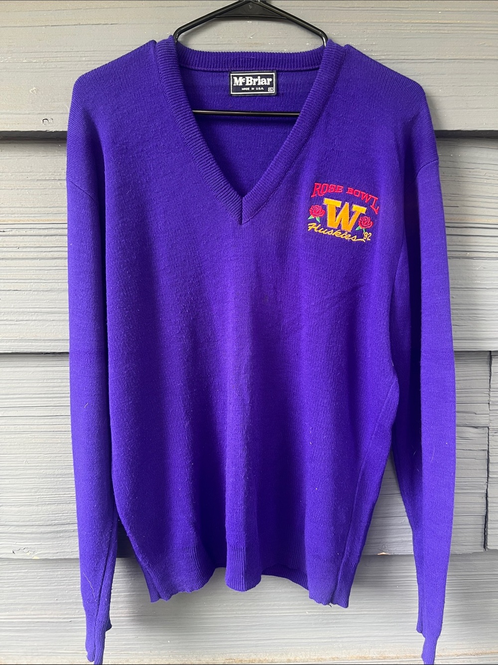 McBriar Washington Huskies Rose Bowl V-Neck Sweater